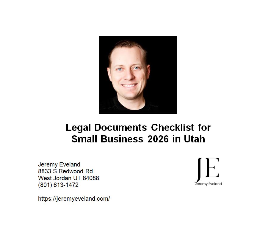 Legal Documents Checklist for Small Business 2026 in Utah